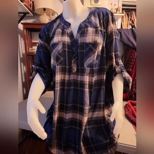 Torrid Navy and Yellow Plaid Shirt
